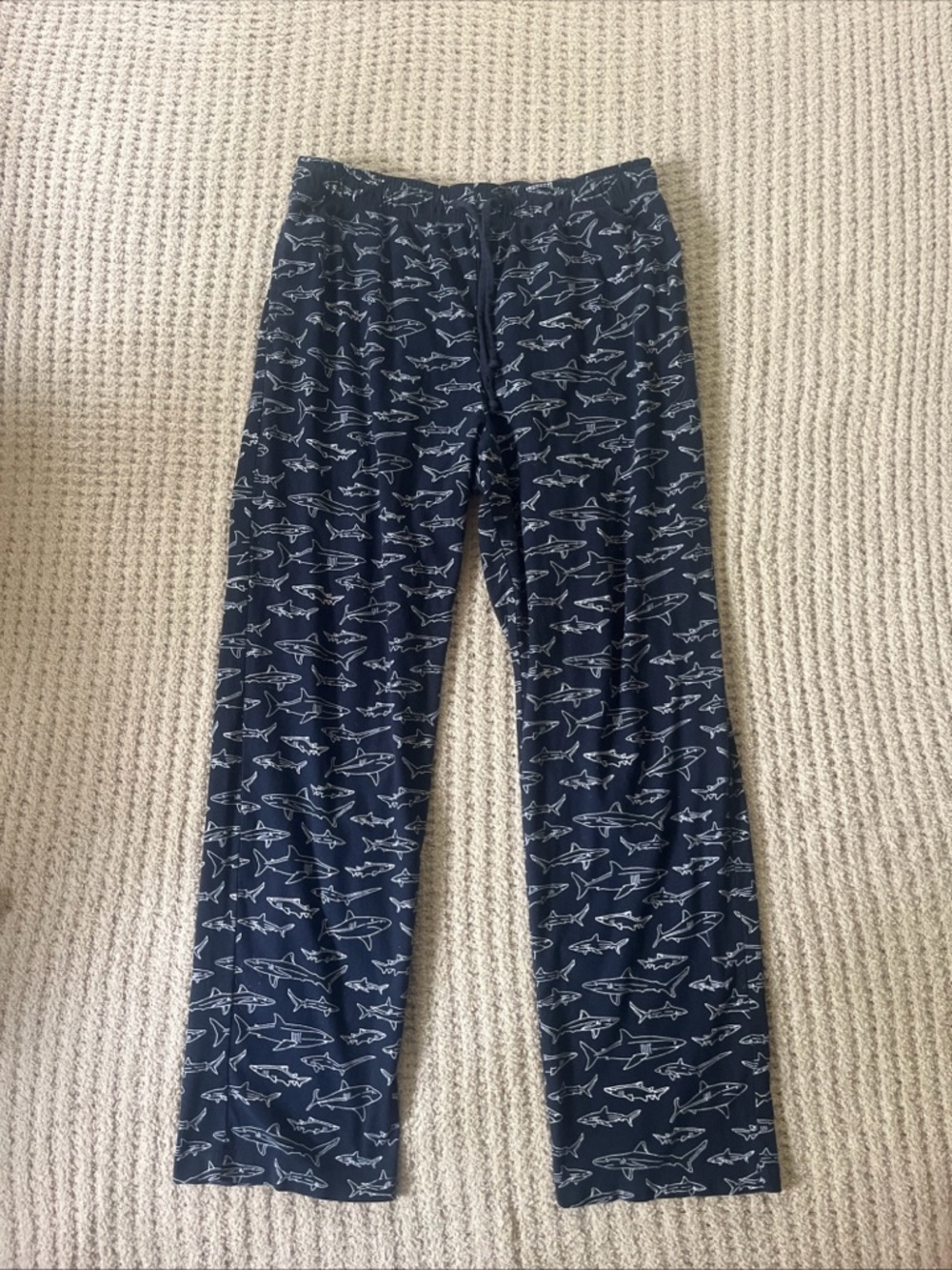 Nautica Navy and Light Gray Shark-Print Sleep Pants
